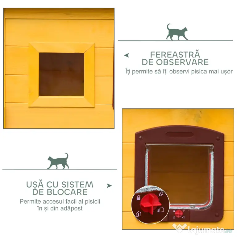 PawHut Cușcă pentru Animale Domestice din Lemn de Brad, 70x51.5x60cm | Aosom Romania