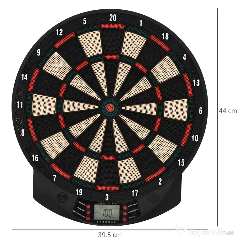 HOMCOM Țintă Electronică Darts, 6 Săgeți, Panou Scor Digital, 44x39.5x2.2cm, Negru, pentru Divertisment Acasă | Aosom Romania