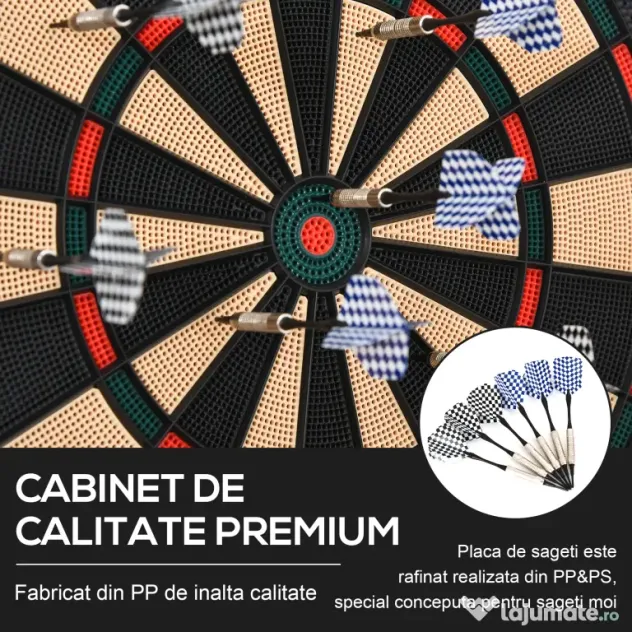 HOMCOM Țintă Electronică Darts, 6 Săgeți, Panou Scor Digital, 44x39.5x2.2cm, Negru, pentru Divertisment Acasă | Aosom Romania