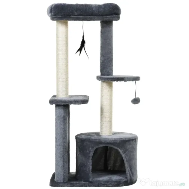Ansamblu Multinivel PawHut pentru Pisici, Stâlpi de Zgâriat în Sisal, Material Ecologic, 147cm | Aosom Romania