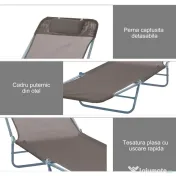 Outsunny Sezlong de Grădină Reglabil, Confortabil, din Textilena, Culoare Cafea, 182x56x28cm | Aosom Romania 