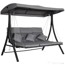 Outsunny Balansoar cu 3 scaune din material textil cu perne si acoperis reglabil gri 200 x 115 x 168 cm | Aosom Romania
