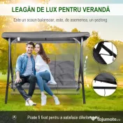 Outsunny Balansoar cu 3 Scaune din Material Textil cu Perne si Acoperis Reglabil, Gri, 200x115x168 cm 