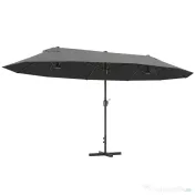 Outsunny Umbrelă Dublă pentru Grădină 455x265x238 cm, Parasolar Mare cu Manivelă Manuală, Rezistentă la Apă, Protecție Solară Gri | Aosom Romania 