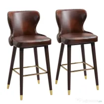 HOMCOM Set 2 scaune bar, stil industrial,  52x53x101cm, maro