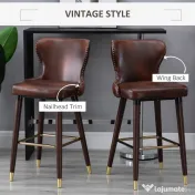 Set 2 scaune bar, stil industrial, 52x53x101cm, maro HOMCOM | Aosom Romania 
