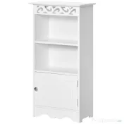 Dulapior pentru Baie din Lemn, Decor Floral Sculptat, Mobilier pentru organizare baie Alb HOMCOM | Aosom RO