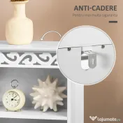 Dulapior pentru Baie din Lemn, Decor Floral Sculptat, Mobilier pentru organizare baie Alb HOMCOM | Aosom RO
