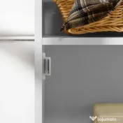 Dulapior pentru Baie din Lemn, Decor Floral Sculptat, Mobilier pentru organizare baie Alb HOMCOM | Aosom RO
