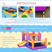 Outsunny Castel Gonflabil pentru Copii cu Tobogan și Piscină, Spațiu de Joacă pentru Exterior și Grădină, Pompa de Aer Inclusă, Multicolor 