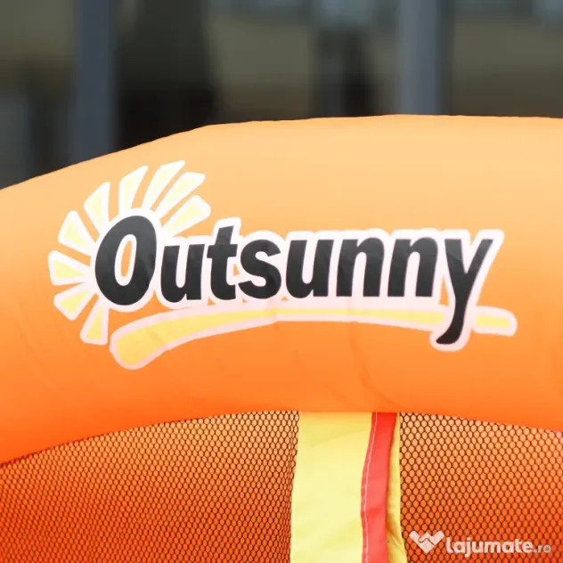 Outsunny Castel Gonflabil pentru Copii cu Tobogan și Piscină, Spațiu de Joacă pentru Exterior și Grădină, Pompa de Aer Inclusă, Multicolor