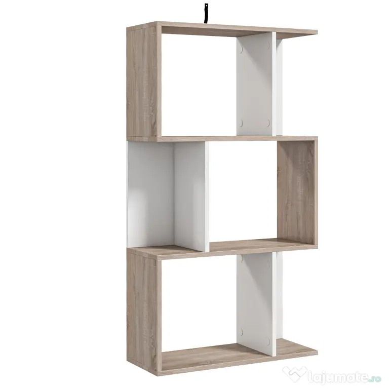 Biblioteca de perete, 3 rafturi, 60x24x111.4cm, alba HOMCOM | Aosom Romania