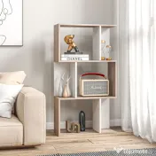 Biblioteca de perete, 3 rafturi, 60x24x111.4cm, alba HOMCOM | Aosom Romania 