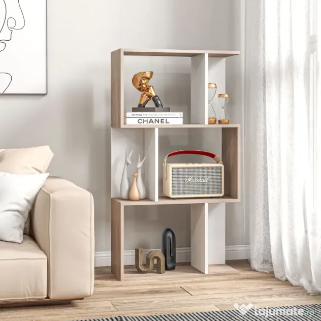 Biblioteca de perete, 3 rafturi, 60x24x111.4cm, alba HOMCOM | Aosom Romania