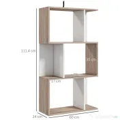 Biblioteca de perete, 3 rafturi, 60x24x111.4cm, alba HOMCOM | Aosom Romania 