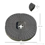Outsunny Suport pentru Umbrela Descentralizata de Gradina cu Baza in Cruce, Set 4 Placi din HDPE 66x45x10cm