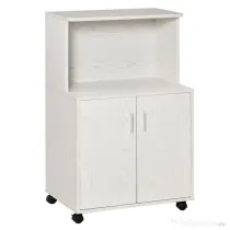 Homcom Mobilier pentru Cuptor cu Microunde – Cu Roti si Dulapior, Alb