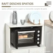 Mobilier de bucatarie cu roti HOMCOM, 60.4x40.3x 97cm, textura lemn alb/dungat | Aosom RO 