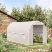 Outsunny Sera tunel, sera cu cadru din Otel Galvanizat, sera pentru plante, legume, fructe, Alb | Aosom Romania