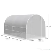 Outsunny Sera tunel, sera cu cadru din Otel Galvanizat, sera pentru plante, legume, fructe, Alb | Aosom Romania