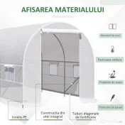 Outsunny Sera tunel, sera cu cadru din Otel Galvanizat, sera pentru plante, legume, fructe, Alb | Aosom Romania