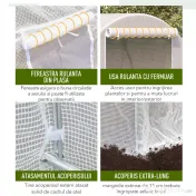 Outsunny Sera tunel, sera cu cadru din Otel Galvanizat, sera pentru plante, legume, fructe, Alb | Aosom Romania