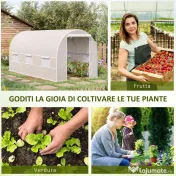 Outsunny Sera tunel, sera cu cadru din Otel Galvanizat, sera pentru plante, legume, fructe, Alb | Aosom Romania