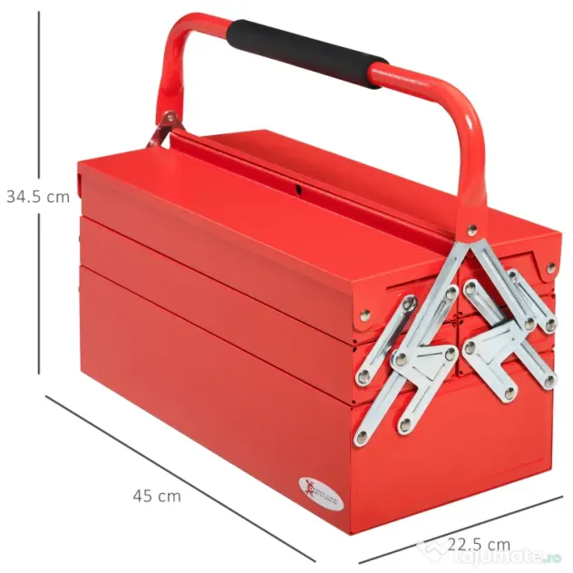DURHAND Caseta de unelte din metal pliant, 5 tavi 3 rafturi