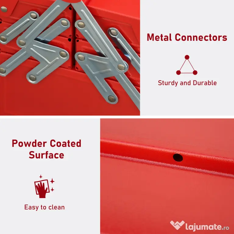 DURHAND Caseta de unelte din metal pliant, 5 tavi 3 rafturi