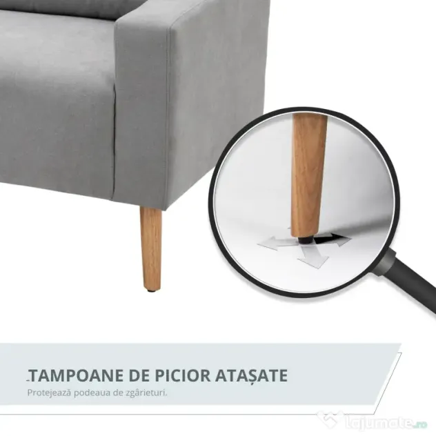 HOMCOM Canapea Compacta 2 Locuri Design Modern, Spate Matlasat, Gri