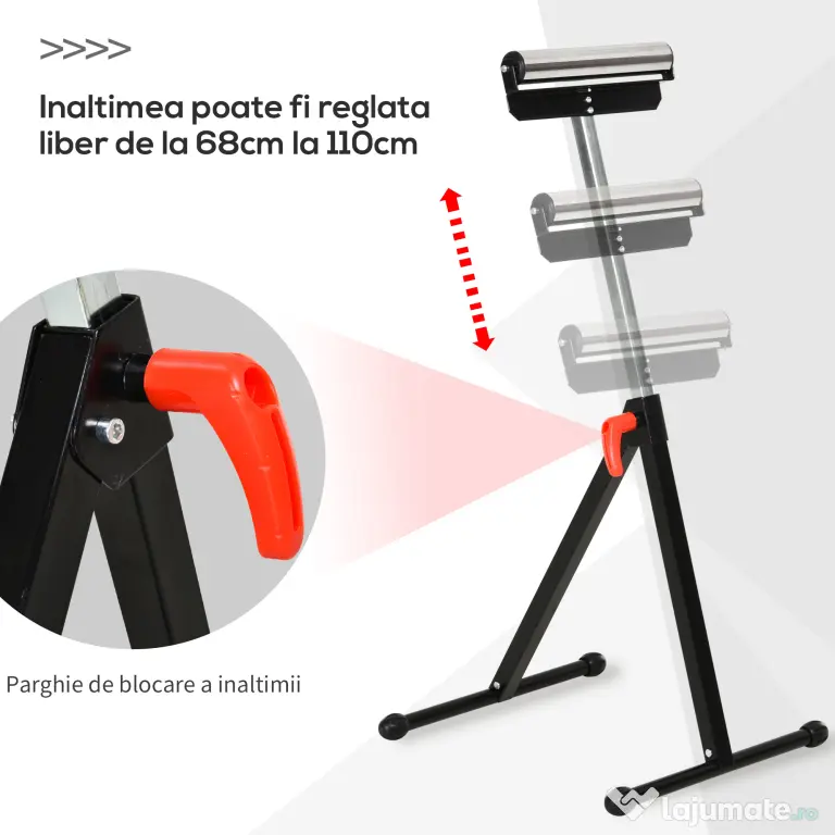 HOMCOM Trepied cu Role și Înălțime Ajustabilă, Suport Metalic Economisitor de Spațiu, 44x50x68-110cm, Negru-Argintiu | Aosom Romania