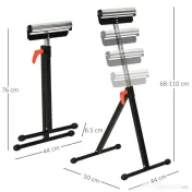 HOMCOM trepied cu Role si Inaltime Reglabila din Metal, Design Pliabil care Economiseste Spatiu cu Rulmenti cu Bila, 44x50x68-110 cm, Negru si Argintiu 