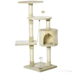 PawHut ansamblu de joaca pentru pisici, 75x40x112 cm, bej