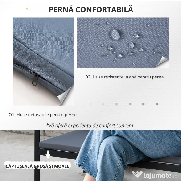 Outsunny Set Mobilier de Grădină din Ratan din 2 Scaune cu Brațe pentru Terasă, Bancă și Masă de Cafea, 80x42x37 cm, Negru | Aosom Romania