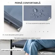 Outsunny Set Mobilier de Grădină din Ratan din 2 Scaune cu Brațe pentru Terasă, Bancă și Masă de Cafea, 80x42x37 cm, Negru | Aosom Romania 