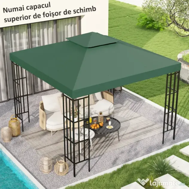 Outsunny Acoperiș de Schimb pentru Foișor, Material Impermeabil, 3x3m, Ușor de Montat, Rezistent la Intemperii | Aosom Romania
