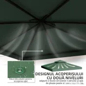 Outsunny Acoperiș de Schimb pentru Foișor, Material Impermeabil, 3x3m, Ușor de Montat, Rezistent la Intemperii | Aosom Romania 