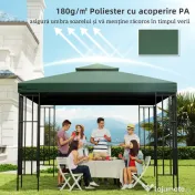Outsunny Acoperiș de Schimb pentru Foișor, Material Impermeabil, 3x3m, Ușor de Montat, Rezistent la Intemperii | Aosom Romania 