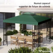 Outsunny Acoperiș de Schimb pentru Foișor, Material Impermeabil, 3x3m, Ușor de Montat, Rezistent la Intemperii | Aosom Romania 