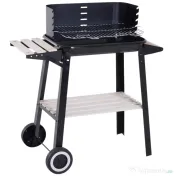Outsunny Gril cu Carbune Barbecue Picnic Inaltime Reglabila Negru 87x 45 x 83 cm | Aosom Romania 