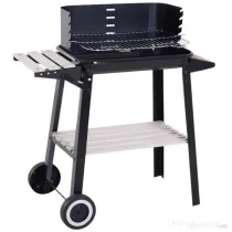 Outsunny Gril cu Carbune Barbecue Picnic Inaltime Reglabila Negru 87x 45 x 83 cm | Aosom Romania