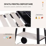 Outsunny Gril cu Carbune Barbecue Picnic Inaltime Reglabila Negru 87x 45 x 83 cm | Aosom Romania 