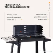 Outsunny Gril cu Carbune Barbecue Picnic Inaltime Reglabila Negru 87x 45 x 83 cm | Aosom Romania 