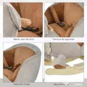 Cal tip Balansoar HOMCOM in Forma de Urs leagan cu Sunete, Calut tip jucarie moale pentru Copii 18-36 luni Interactiv, Gri, 60x33x50cm | Aosom Romania 