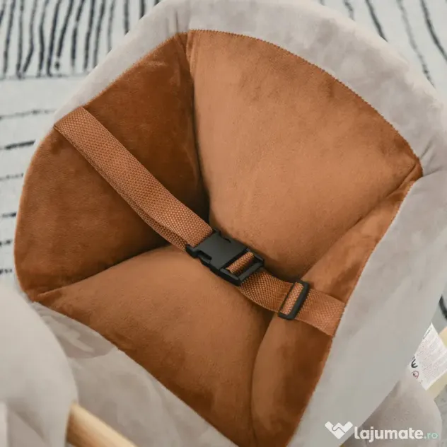 Cal tip Balansoar HOMCOM in Forma de Urs leagan cu Sunete, Calut tip jucarie moale pentru Copii 18-36 luni Interactiv, Gri, 60x33x50cm | Aosom Romania