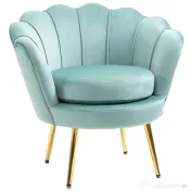 Fotoliu cu design vintage din Catifea, Spatar curbat, 76x76x74cm Verde HOMCOM | Aosom Romania 
