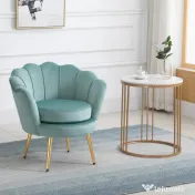 Fotoliu cu design vintage din Catifea, Spatar curbat, 76x76x74cm Verde HOMCOM | Aosom Romania 