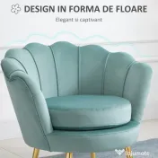 Fotoliu cu design vintage din Catifea, Spatar curbat, 76x76x74cm Verde HOMCOM | Aosom Romania 