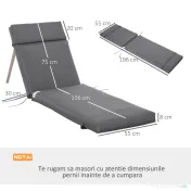 Outsunny Set 2 Perne pentru Scaune de Exterior cu Curele, Perne de Exterior Umplute cu Bumbac și Poliester, pentru Șezlonguri, Fotolii de Grădină, 196x55x8 cm, Gri Închis | Aosom Romania 