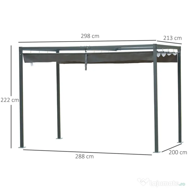 Outsunny Foisor Pergola cu Panza Glisanta pentru Exterior, 298 x 213 x 222 cm | Aosom Romania
